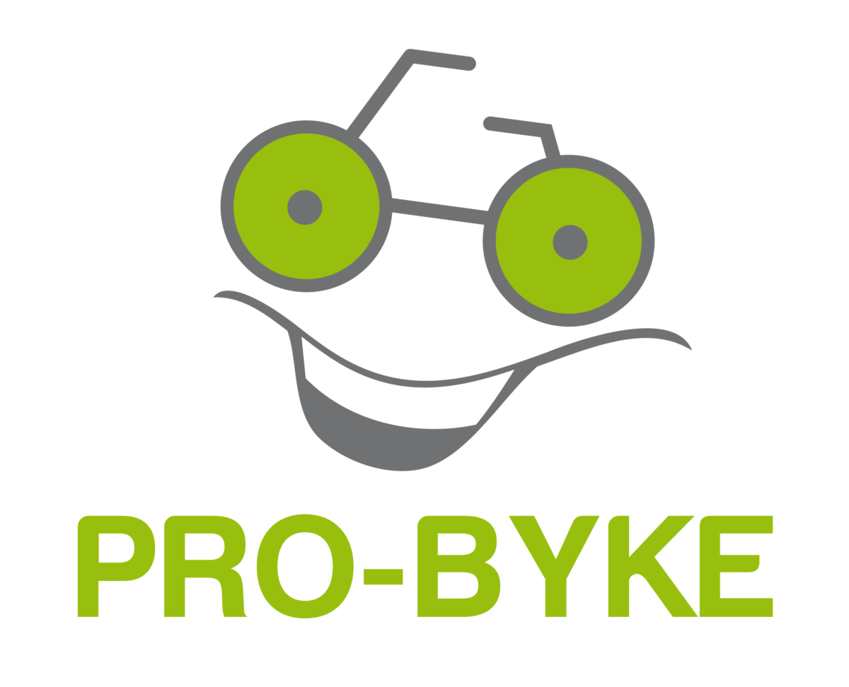 Pro-Byke Logo: Lachendes Gesicht und Fahrrad